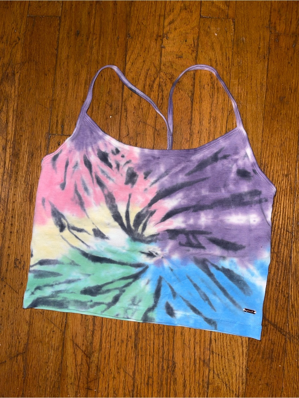 Tie-Dye Spaghetti Strap Crop Tank Top - Multicolor